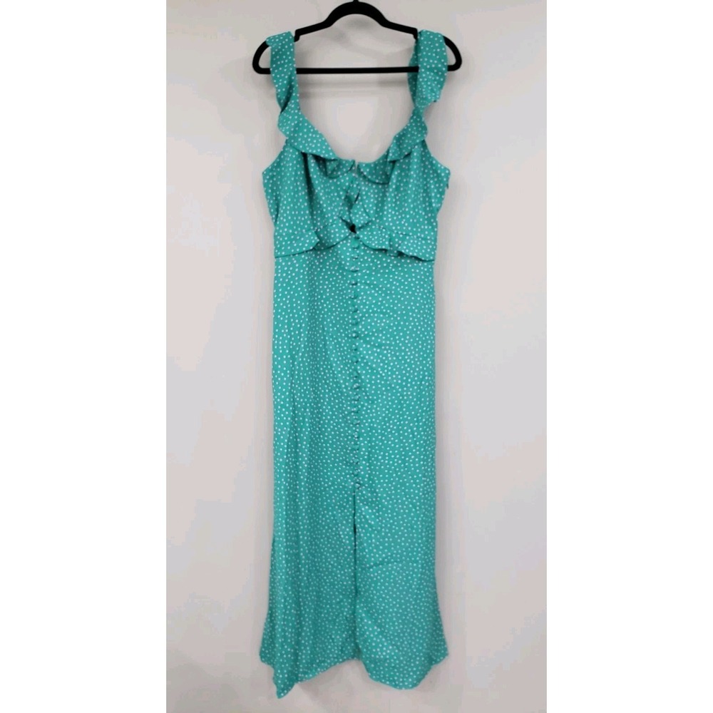NEVER WORN SIZE 14 Kate Spade polka dot midi EMERALD GREEN Poolside SUNDRESS